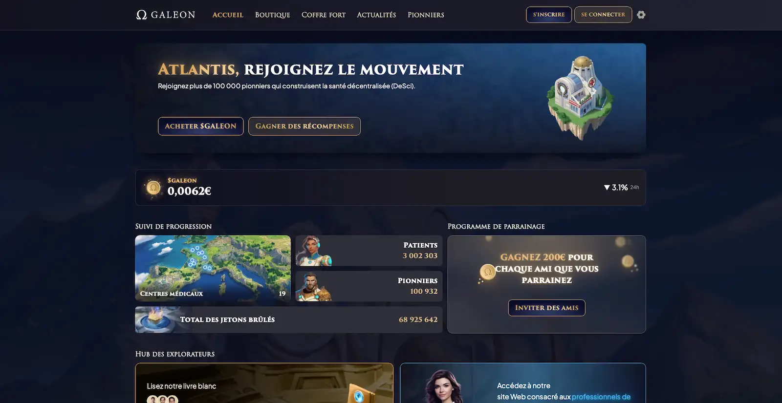 Plateforme Atlantis de Galeon permettant d’accéder au réseau et de participer à l’écosystème IA santé